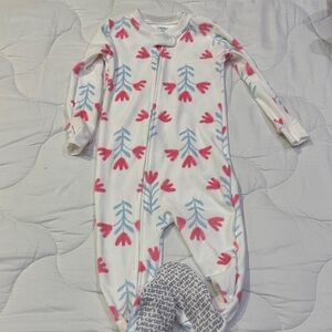 Carter's White and Pink Floral Kids Footie